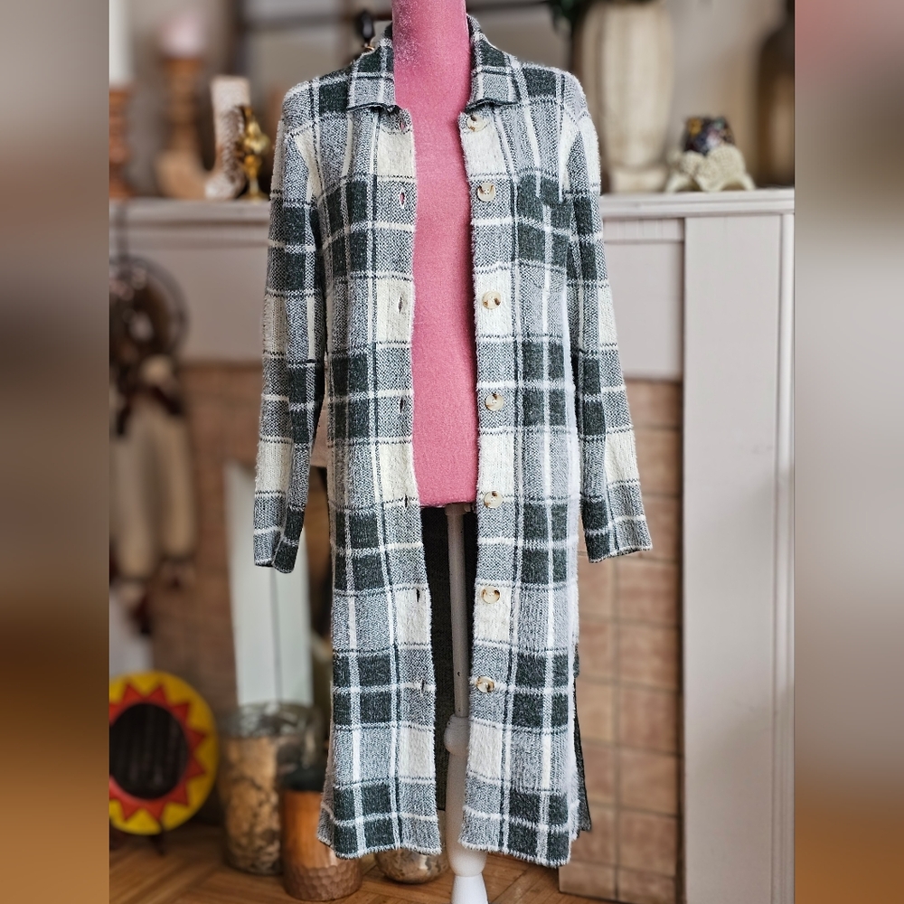 William Rast plaid sweater coat. Size Medium.